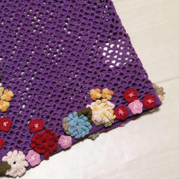 26 ワンダフルワールドの花モチーフ付きカーディガン紫