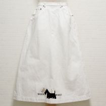 白白黒テリア刺繍デニムスカート