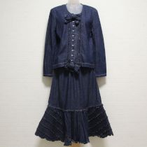 紺ピンタック×ピコフリルデニムスーツ