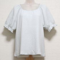 水色×白ボーダーカットソー【4(L)】