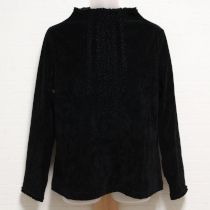 黒ベルベットモックネックカットソー【3(9号)】