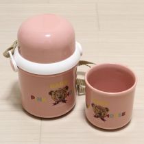 ピンク顔くま水筒&カップ