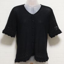 黒透かし編み半袖カーディガン