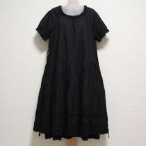 黒ピコ飾りレイヤー風ローンワンピース