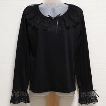 黒ローズレース使いカットソー【4(L)】