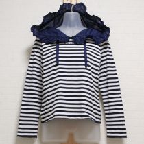 紺×白ローンフード付きボーダーカットソー【3(M)】