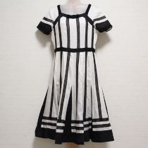 白×黒メッシュリボン使いモノトーンワンピース【3(M)】
