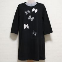 黒リボンアップリケカットソーチュニック