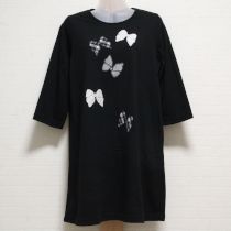 黒リボンアップリケカットソーチュニック
