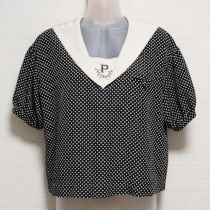 黒【P】刺繍ドットセーラーブラウス