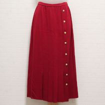 赤裾プリーツニットスカート
