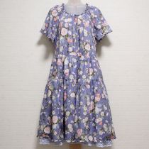 青紫薔薇の森レイヤー風ローンワンピース