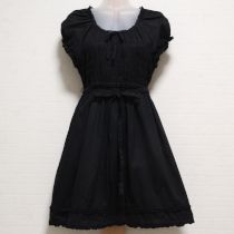 黒シャーリングローンチュニックブラウス