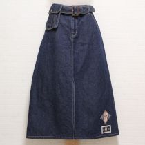 紺キューピーワッペン付きデニムスカートベルトポーチ付き【M】
