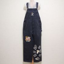 紺ペアくま刺繍オーバーオール