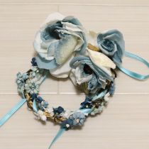 ブルー系薔薇リースコサージュ
