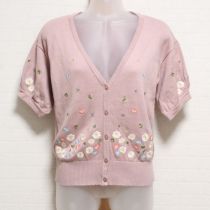 ピンク小花刺繍カーディガン