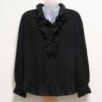 黒フリル&カットワークポリブラウス【3(9号)】