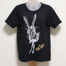 黒ラビットセーラーカラー手描きプリントTシャツ【3(M)】