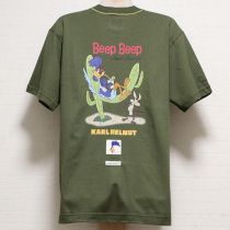 グリーンLOONEY TUNESコラボプリントTシャツ【M】