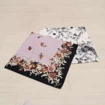 パープル×白フラワープリントハンカチ2枚セット
