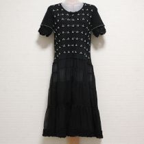 黒ビーズ使いニットコンビワンピース【9号】