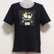 黒レモン刺繍入り水玉ゼッケンカットソー【4(L)】