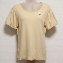 ベージュうさぎとビオラ刺繍Tシャツ【4(L)】