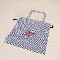 紺アンジェリークローズ刺繍巾着トートバッグ
