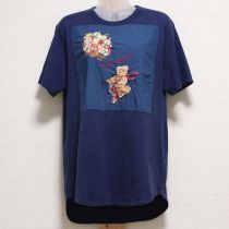 紺フラワーカールくん刺繍ゼッケンTシャツ【3(M)】