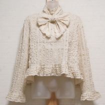 生成縦ピコフリルブラウスネックリボン付き