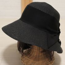 黒フラワーモチーフ付編み上げハット