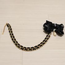 黒ロゴリボン付き通しリボンチェーンベルト