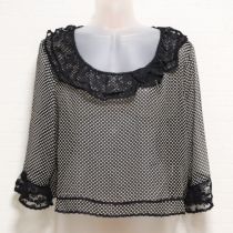 黒レース使いシフォンブラウス