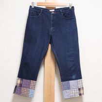 紺裾パッチワークデニムパンツ【L】