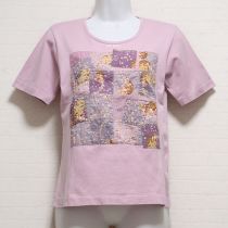 パープルブルーミングテディパッチワークTシャツ【L】