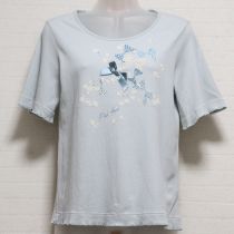 水色リボンプリントTシャツ【3(M)】