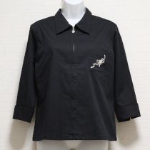 黒リボンカメリア刺繍ジップアップジャケット【L】