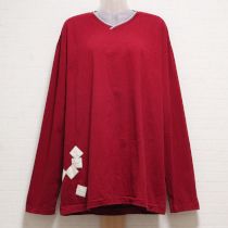 赤ワッペン使い長Tシャツ【L】