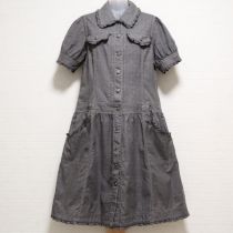 グレーグレンチェックシャツワンピース