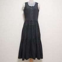 黒ピンタックデニムワンピース