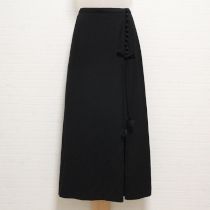 黒ワンサイドボックスプリーツポリスカート【L】