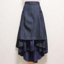 紺デニム×ローンフリルスカート