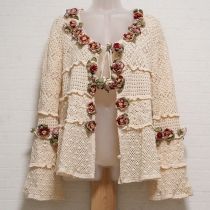 生成薔薇モチーフクロッシェカーディガン
