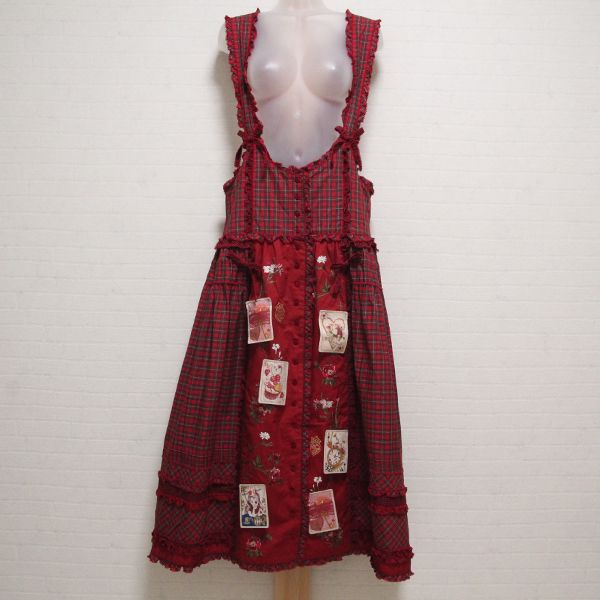 赤タータンチェック刺繍吊スカート - ピンクハウス通販｜リサイクル