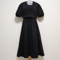 黒ピンタック×ピコットセーラーワンピース