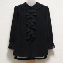 黒フリル使いポリブラウス【9号】