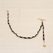 ゴールド×黒雫パール引っかけチェーン