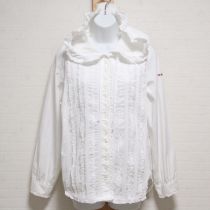 白ロゴ刺繍入りフード付きブラウス【L】