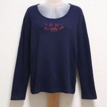 紺ロゴ刺繍カットソー【L】
